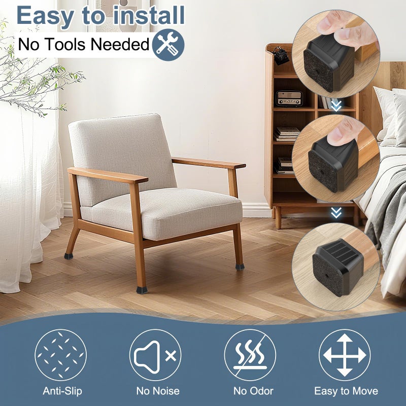Violibar 24PCS Square Chair Leg Floor Protectors for Hardwood Floors, Thicken Rubber Chair Leg Cap Covers, Non Slip Furniture Leg Pads to Protect Wood Tile Floors from Scratches and Reduce Noise - Image 5